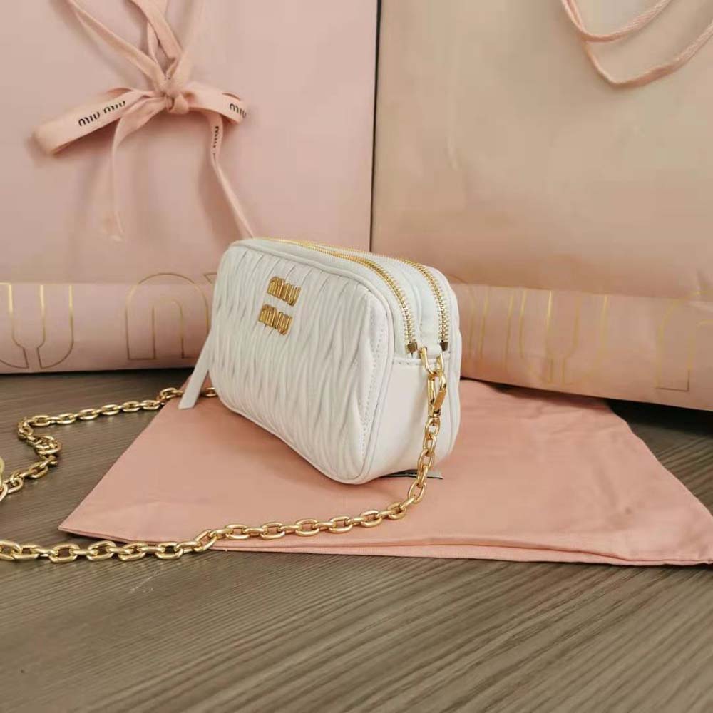 Miu Miu Women Matelassé Nappa Leather Mini-Bag-White - image 5