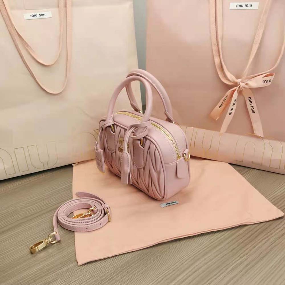 Miu Miu Women Matelassé Nappa Leather Top-Handle Bag-Pink - image 4