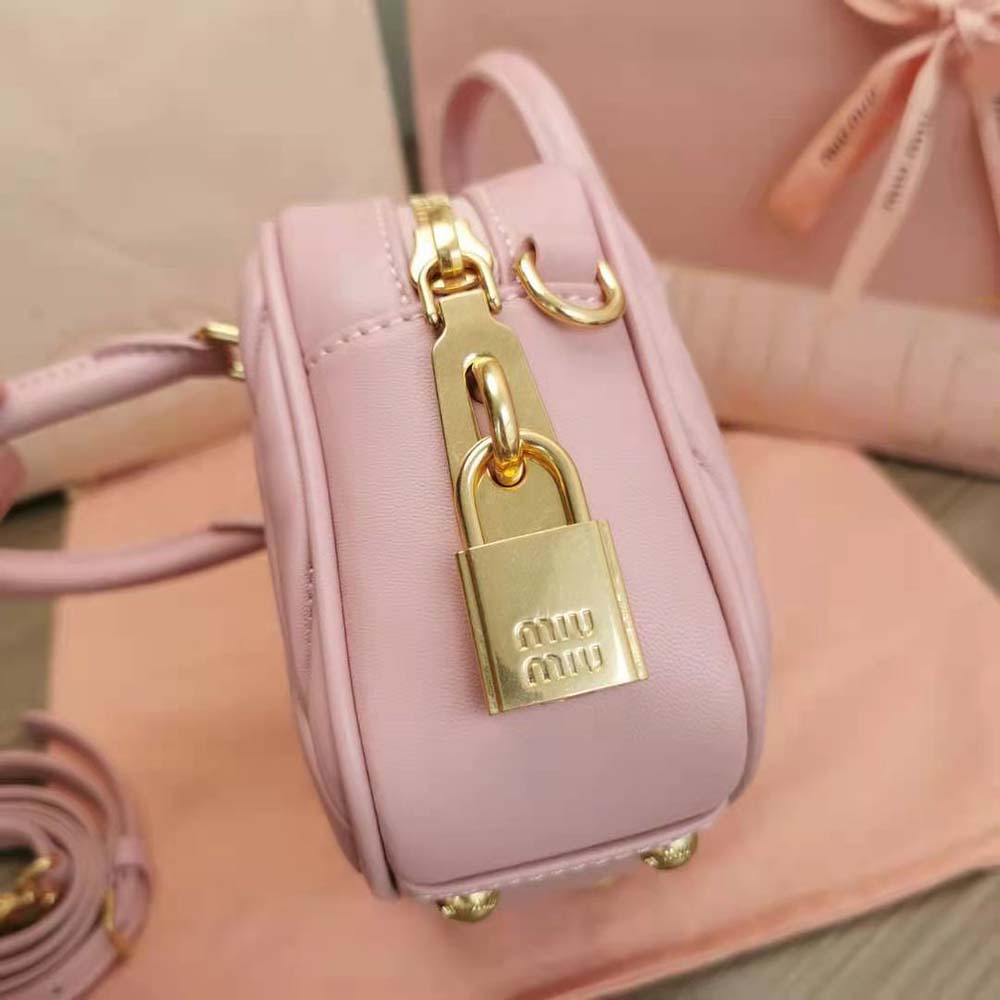 Miu Miu Women Matelassé Nappa Leather Top-Handle Bag-Pink - image 6