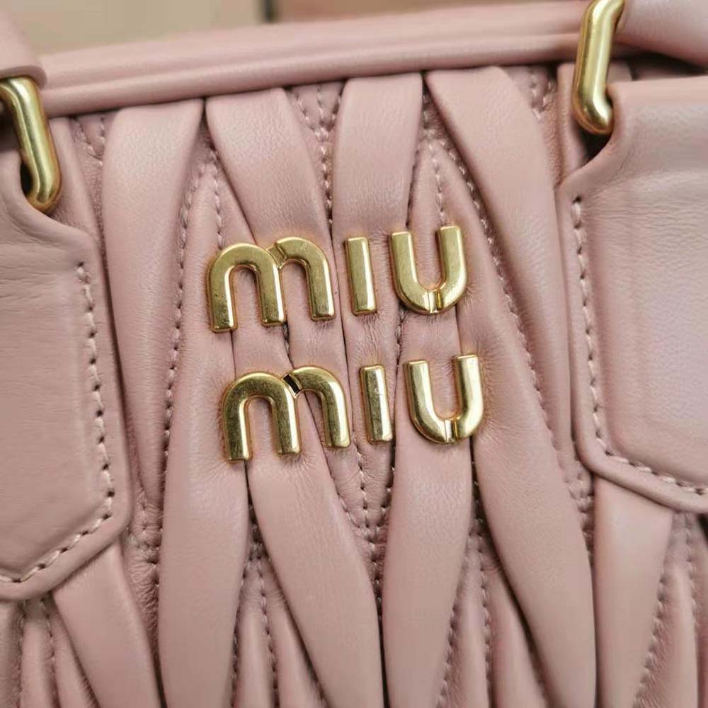 Miu Miu Women Matelassé Nappa Leather Top-Handle Bag-Pink - image 8