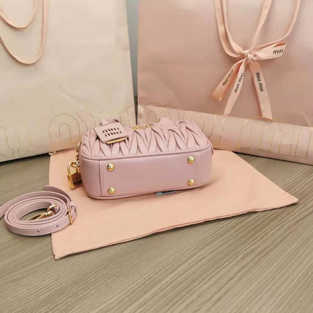 Miu Miu Women Matelassé Nappa Leather Top-Handle Bag-Pink - image 5