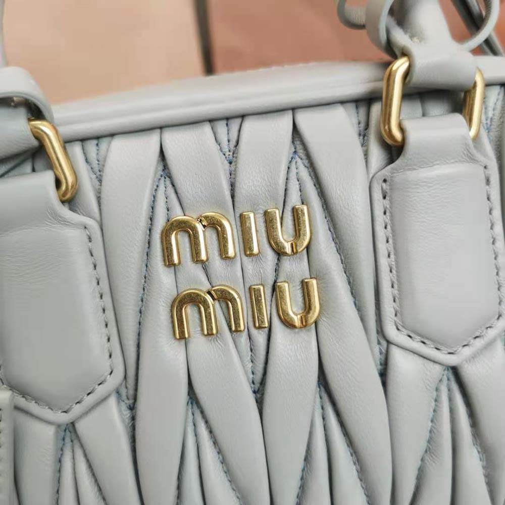 Miu Miu Women Matelassé Nappa Leather Top-Handle Bag-Silver - image 9
