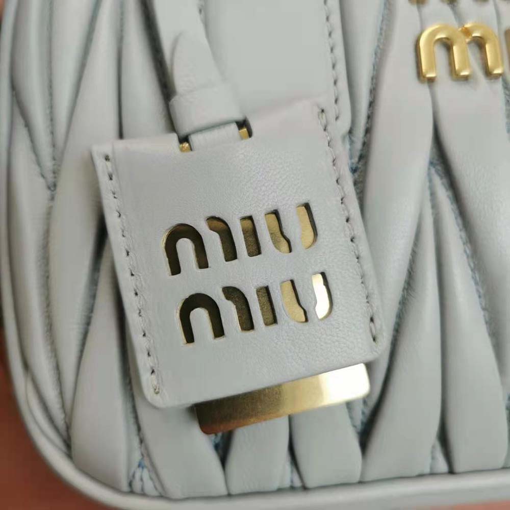 Miu Miu Women Matelassé Nappa Leather Top-Handle Bag-Silver - image 8