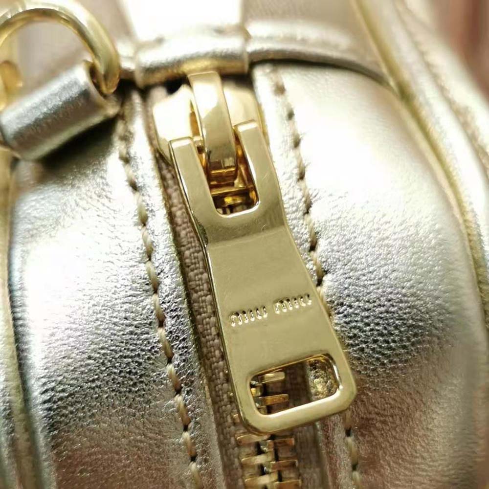 Miu Miu Women Matelassé Nappa Leather Top-Handle Mini-Bag-Gold - image 9