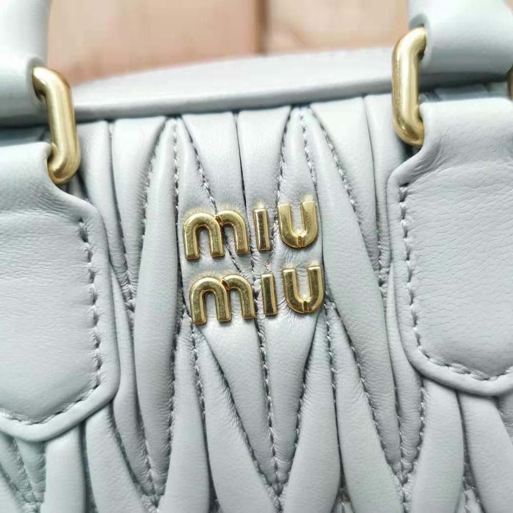 Miu Miu Women Matelassé Nappa Leather Top-Handle Mini-Bag-Silver - image 7