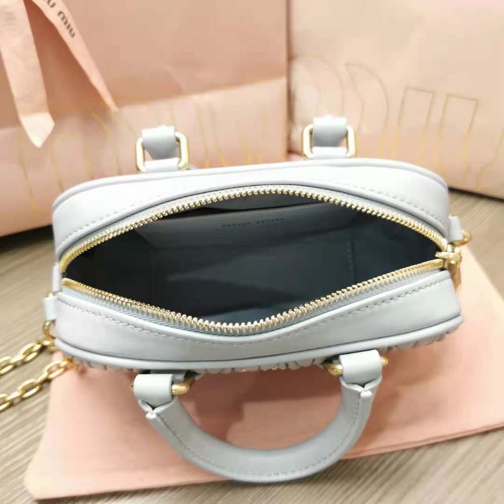 Miu Miu Women Matelassé Nappa Leather Top-Handle Mini-Bag-Silver - image 6