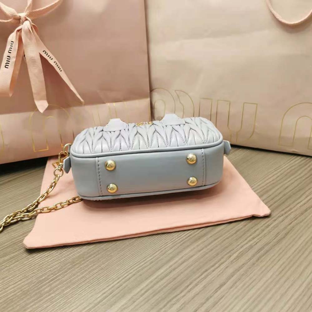 Miu Miu Women Matelassé Nappa Leather Top-Handle Mini-Bag-Silver - image 4