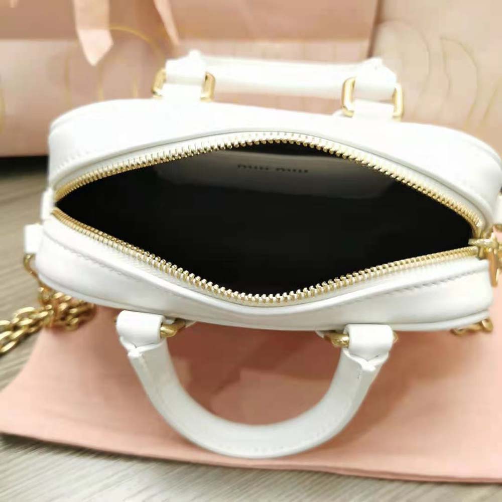 Miu Miu Women Matelassé Nappa Leather Top-Handle Mini-Bag-White - image 6