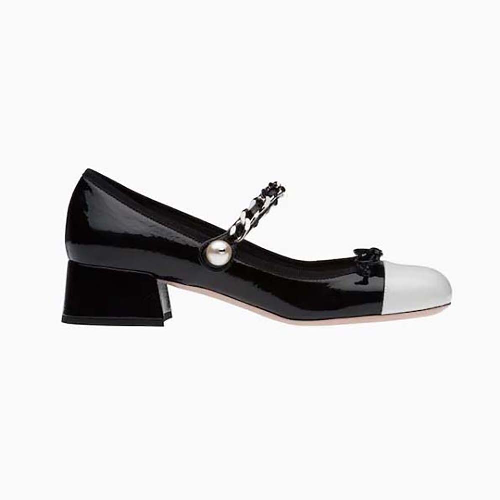Side view of Miu Miu Women Naplak Pumps in 35 mm heel black
