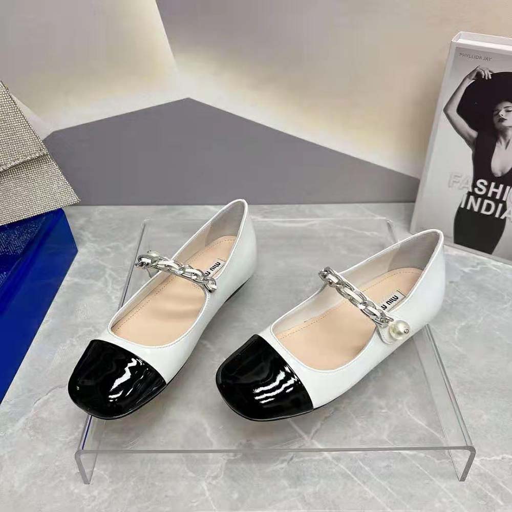 Miu Miu Women Patent Leather Ballerinas-White - image 4
