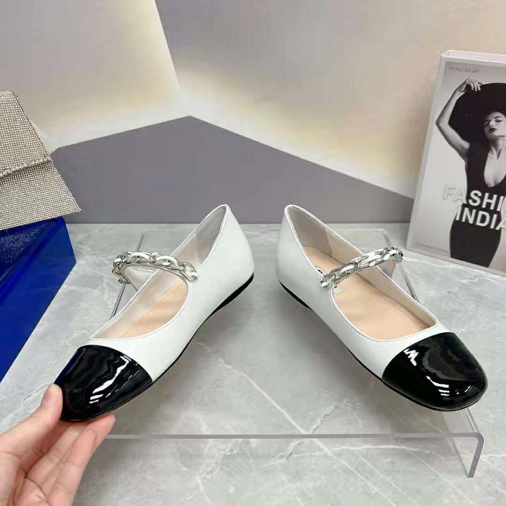 Miu Miu Women Patent Leather Ballerinas-White - image 5