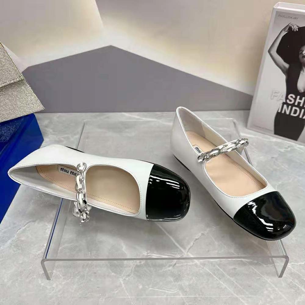 Miu Miu Women Patent Leather Ballerinas-White - image 6