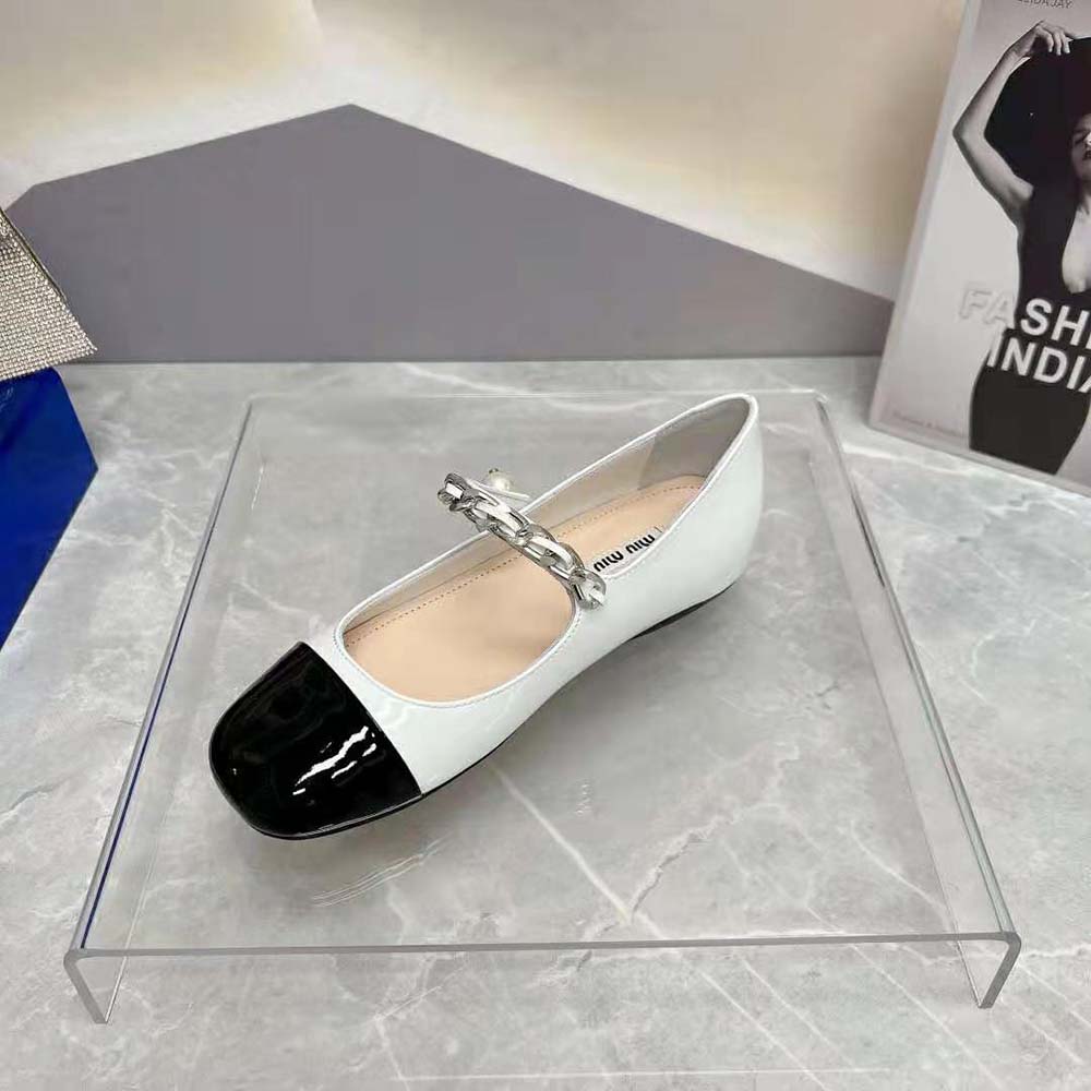 Miu Miu Women Patent Leather Ballerinas-White - image 8