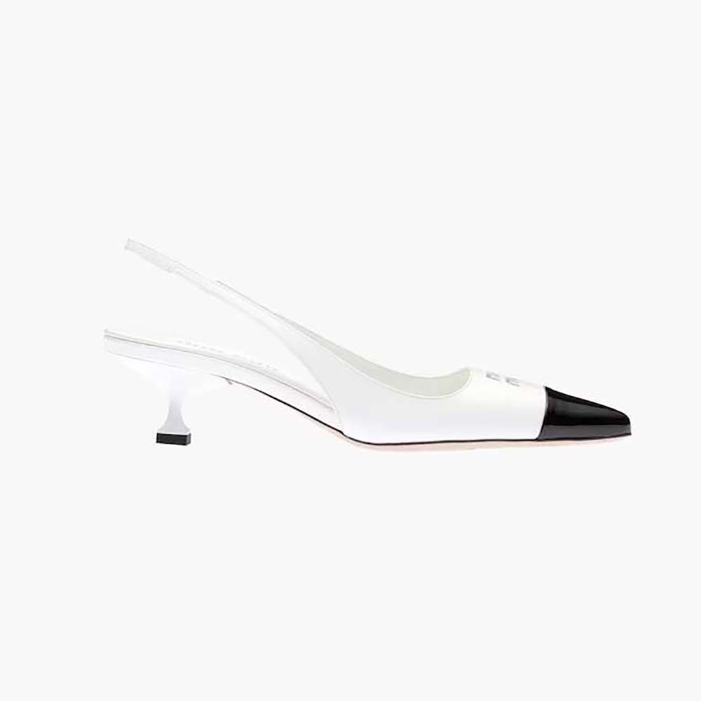 Side profile of Miu Miu Women Patent Leather Pump in 45 mm Heel Height-White