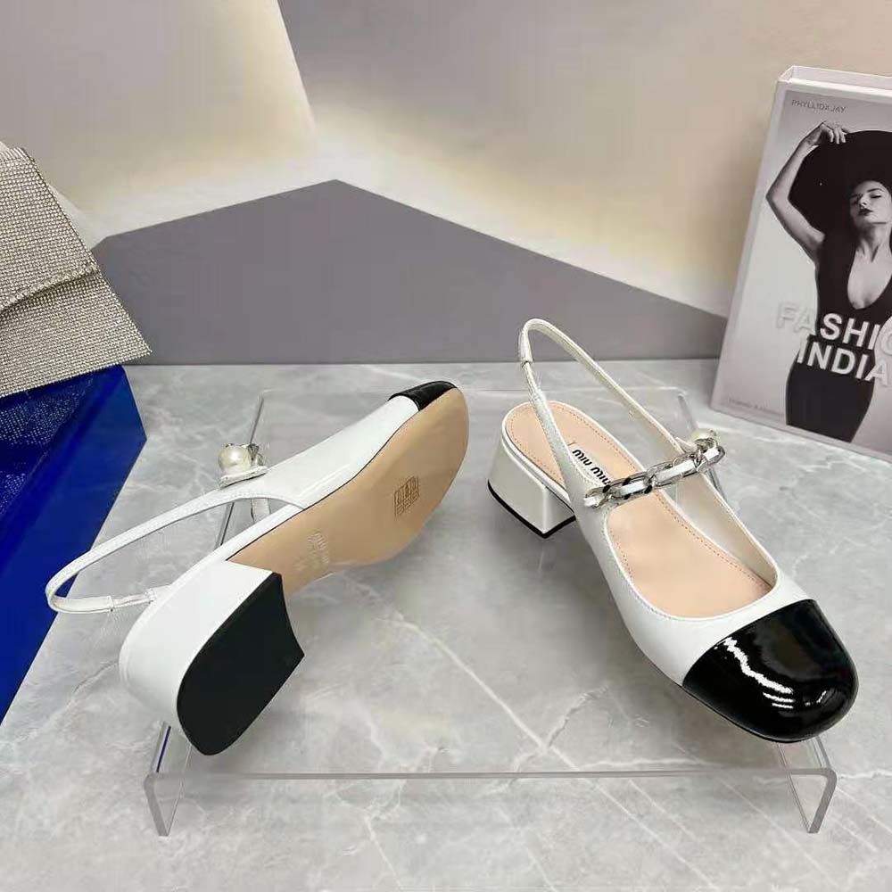 Miu Miu Women Patent Leather Pumps in 35mm Heel Height-White - image 10