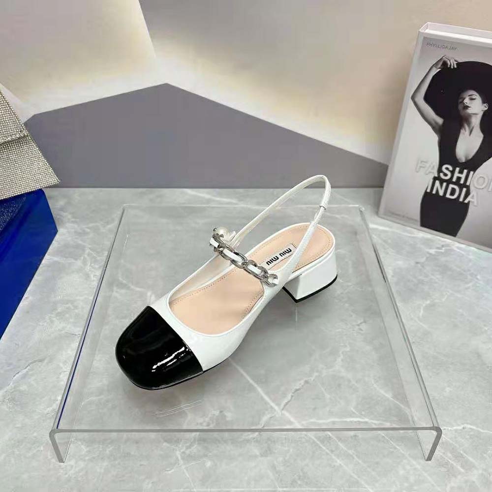 Miu Miu Women Patent Leather Pumps in 35mm Heel Height-White - image 7