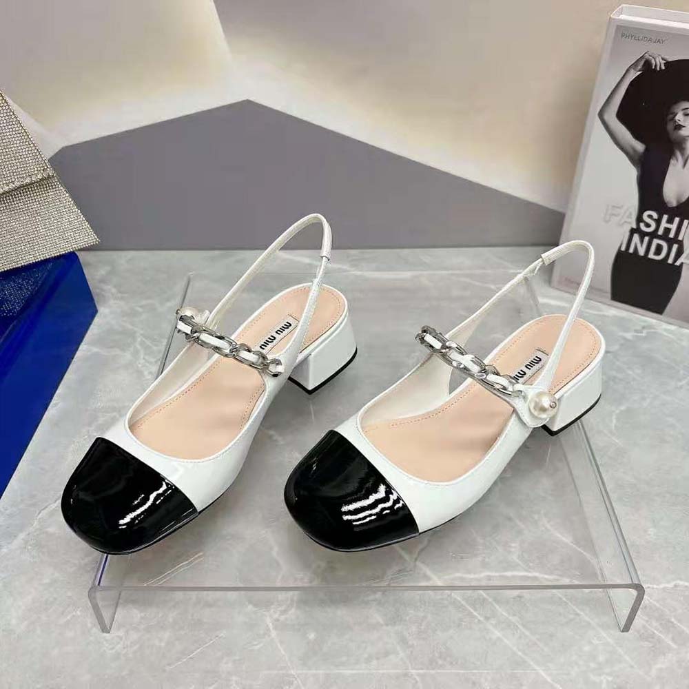 Miu Miu Women Patent Leather Pumps in 35mm Heel Height-White - image 4