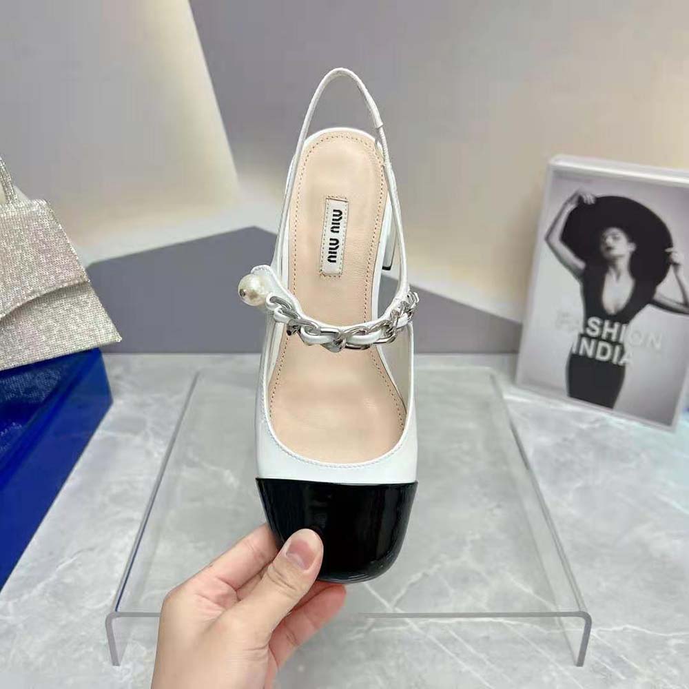 Miu Miu Women Patent Leather Pumps in 35mm Heel Height-White - image 6