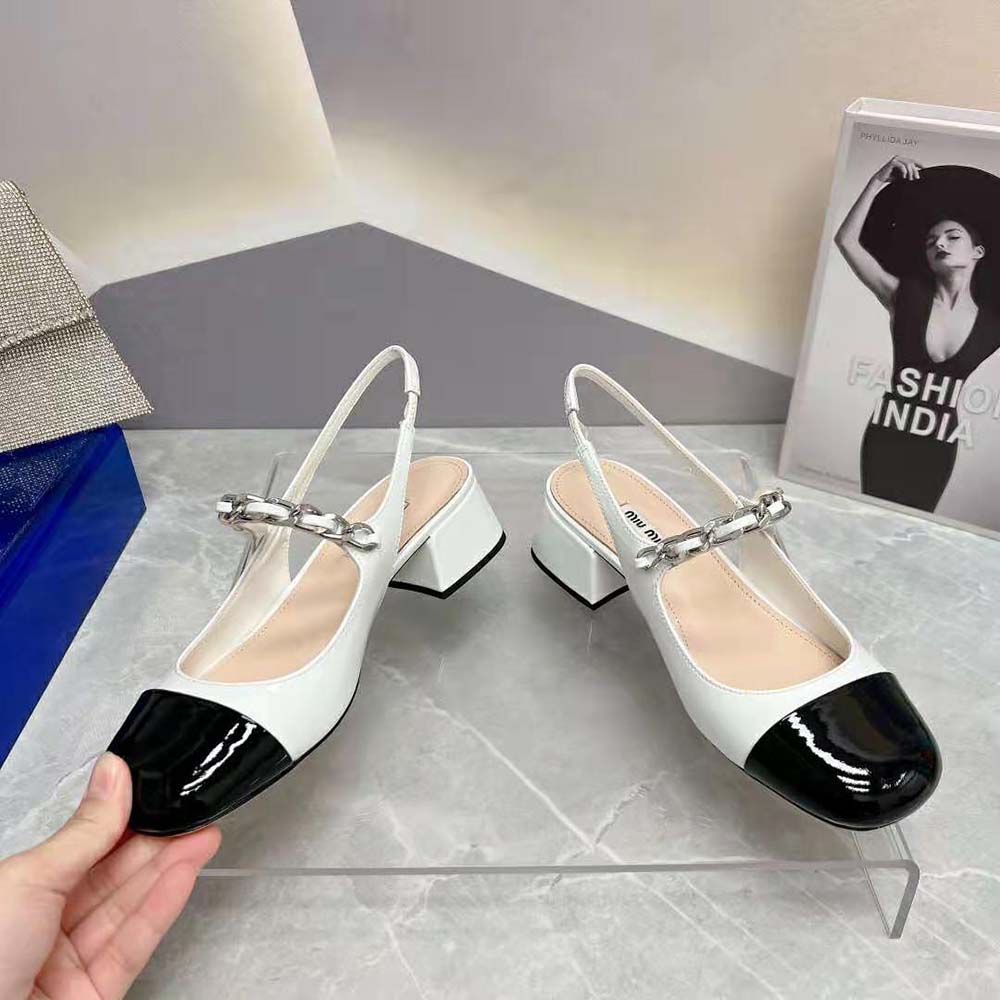 Miu Miu Women Patent Leather Pumps in 35mm Heel Height-White - image 5