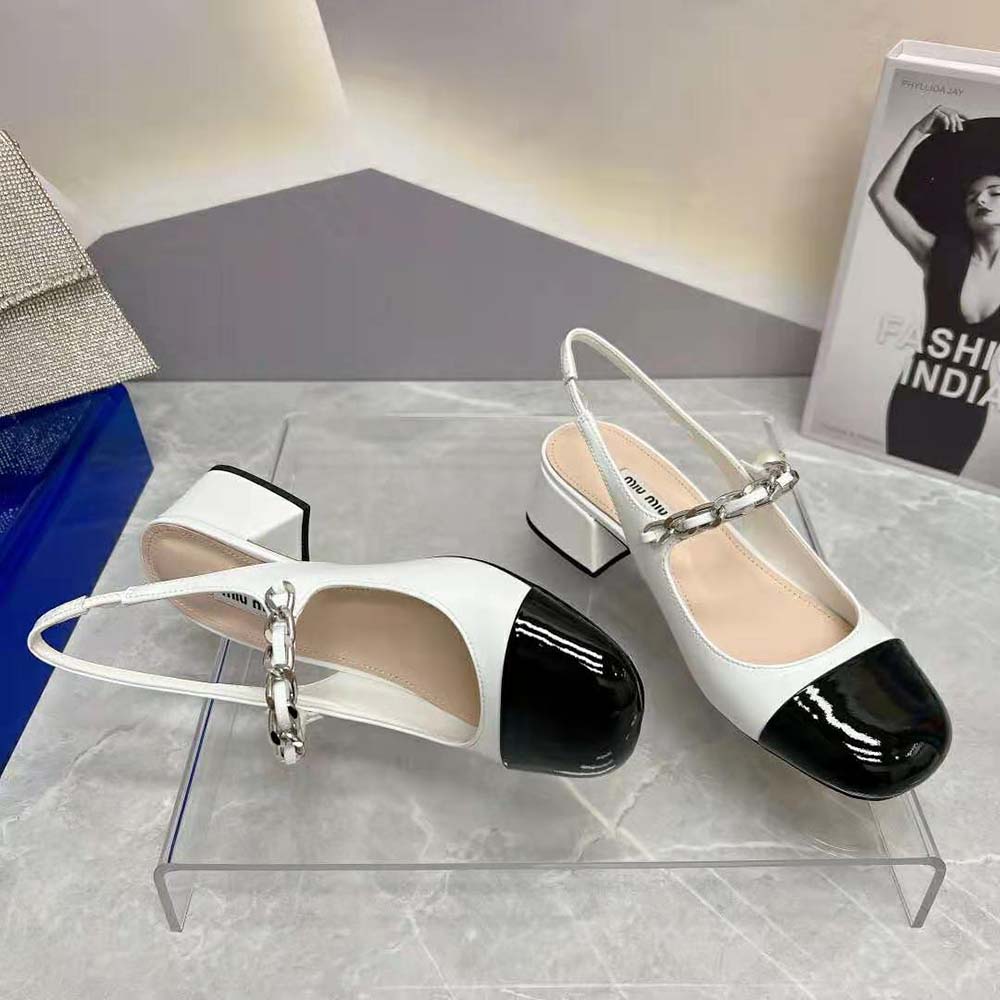 Miu Miu Women Patent Leather Pumps in 35mm Heel Height-White - image 9