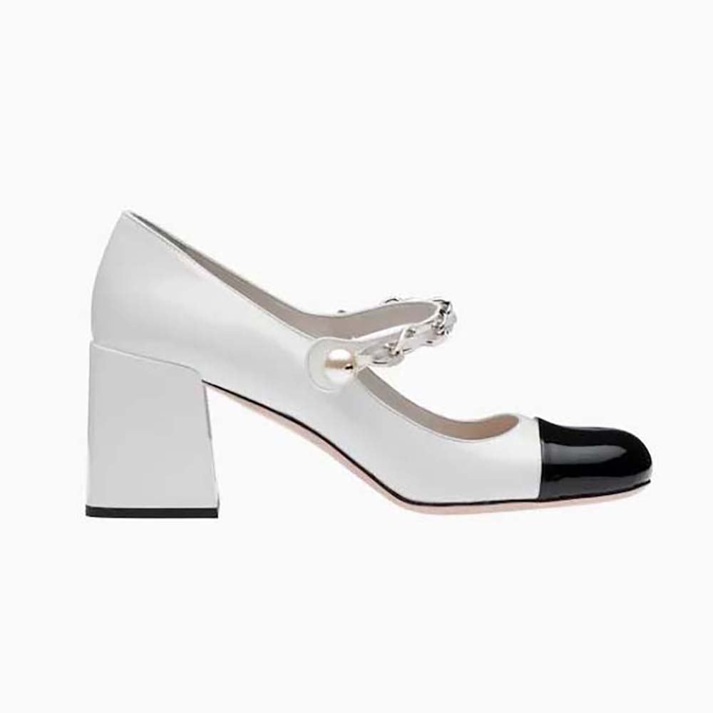 Side view of Miu Miu Women Patent Leather Pumps in 65 mm Heel Height-White