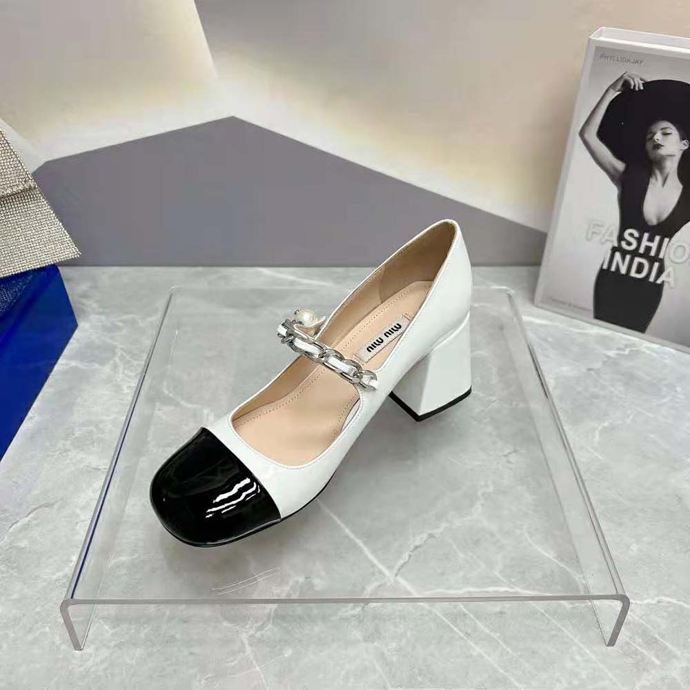 Miu Miu Women Patent Leather Pumps in 65 mm Heel Height-White - image 8