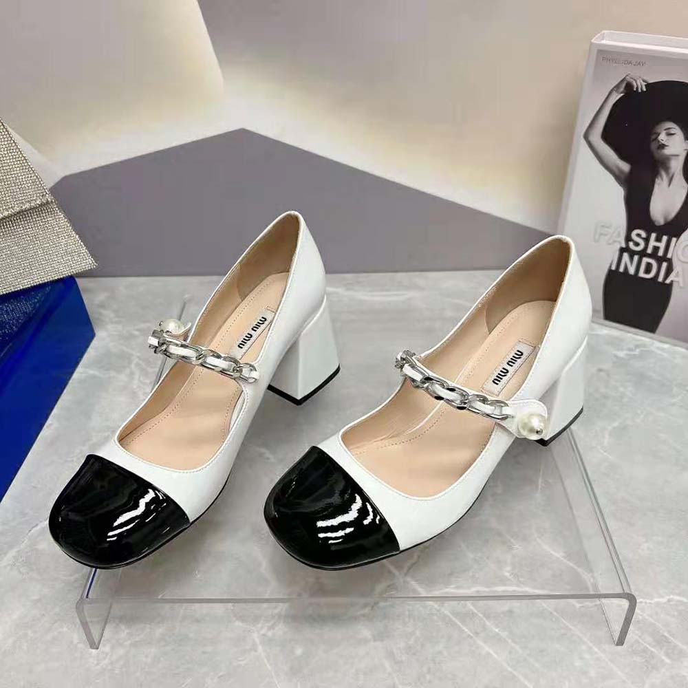 Miu Miu Women Patent Leather Pumps in 65 mm Heel Height-White - image 4