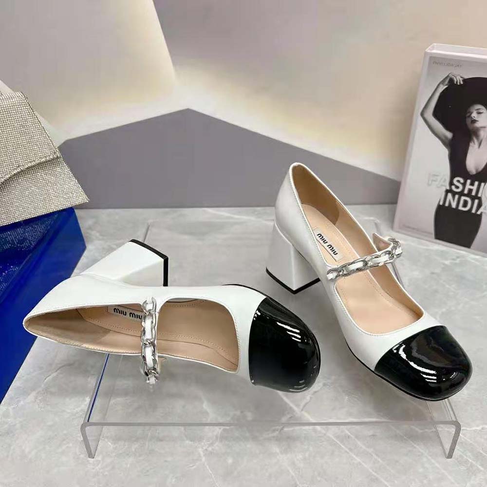 Miu Miu Women Patent Leather Pumps in 65 mm Heel Height-White - image 5