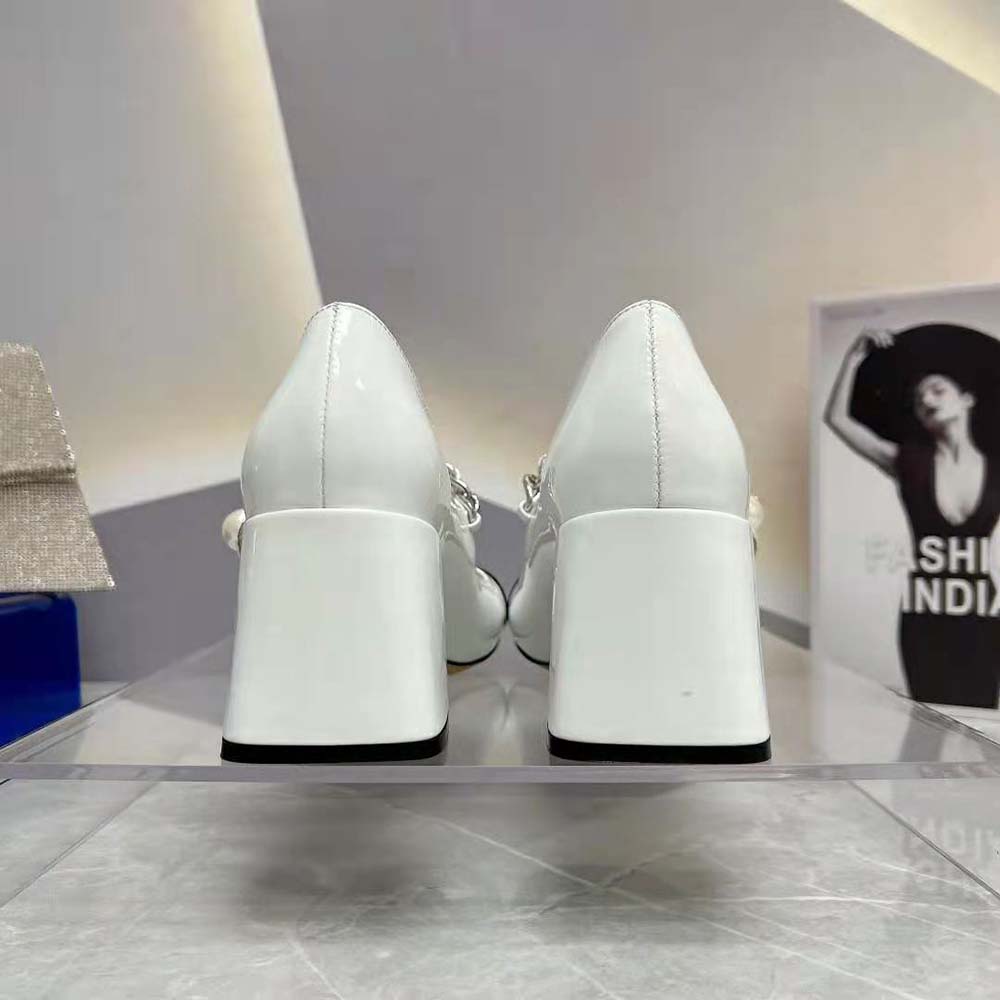 Miu Miu Women Patent Leather Pumps in 65 mm Heel Height-White - image 9