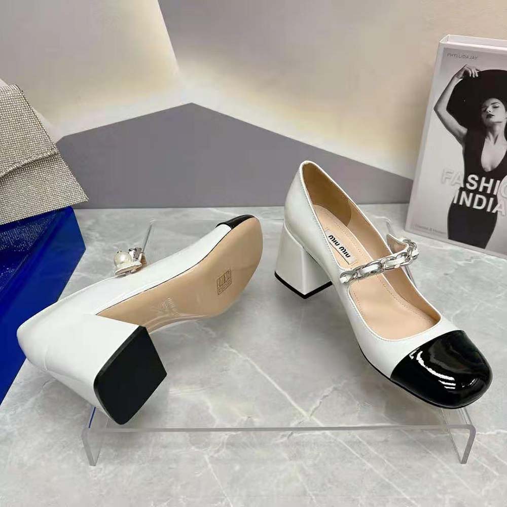 Miu Miu Women Patent Leather Pumps in 65 mm Heel Height-White - image 6