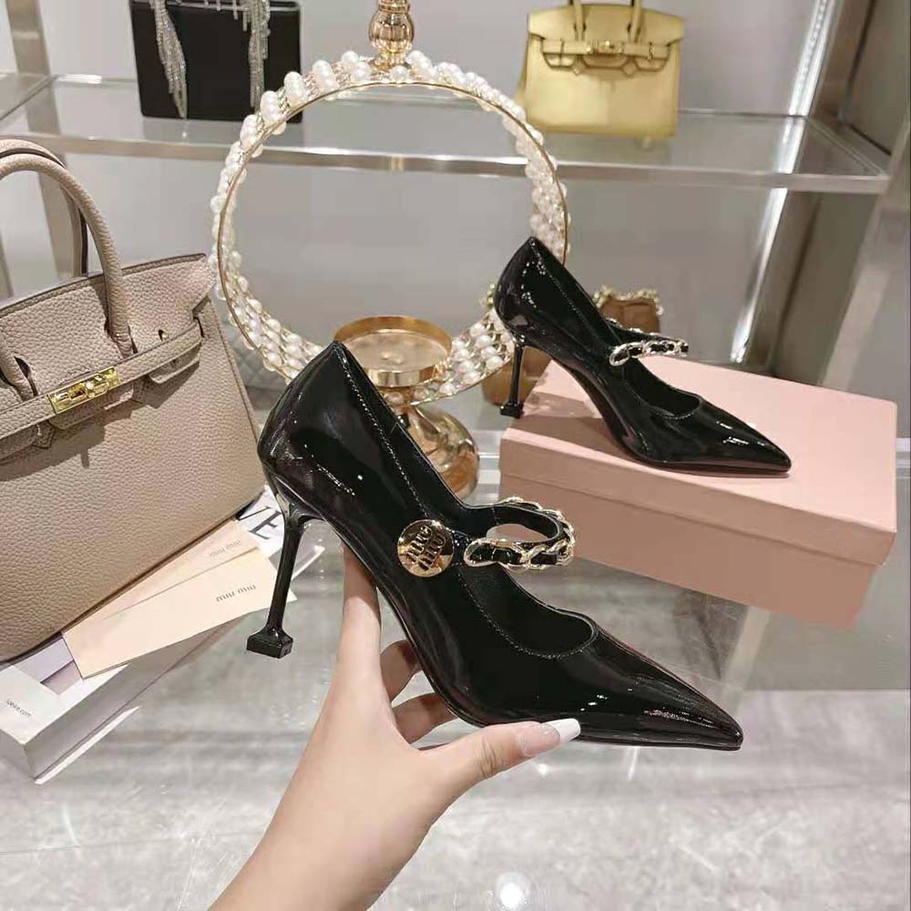 Miu Miu Women Patent Leather Pumps in 85mm Heel Height-Black - image 5