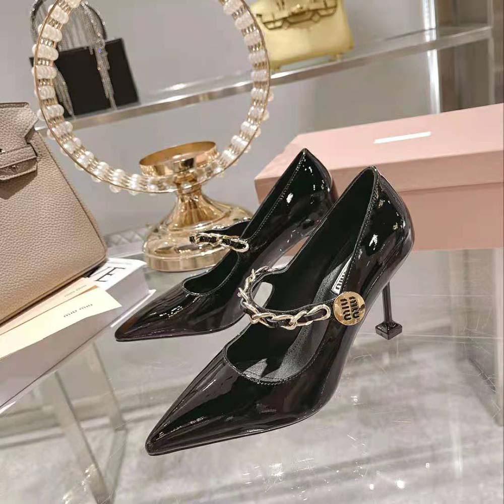 Miu Miu Women Patent Leather Pumps in 85mm Heel Height-Black - image 4