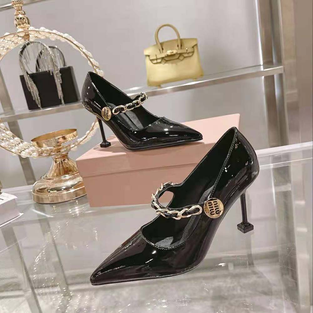 Miu Miu Women Patent Leather Pumps in 85mm Heel Height-Black - image 6