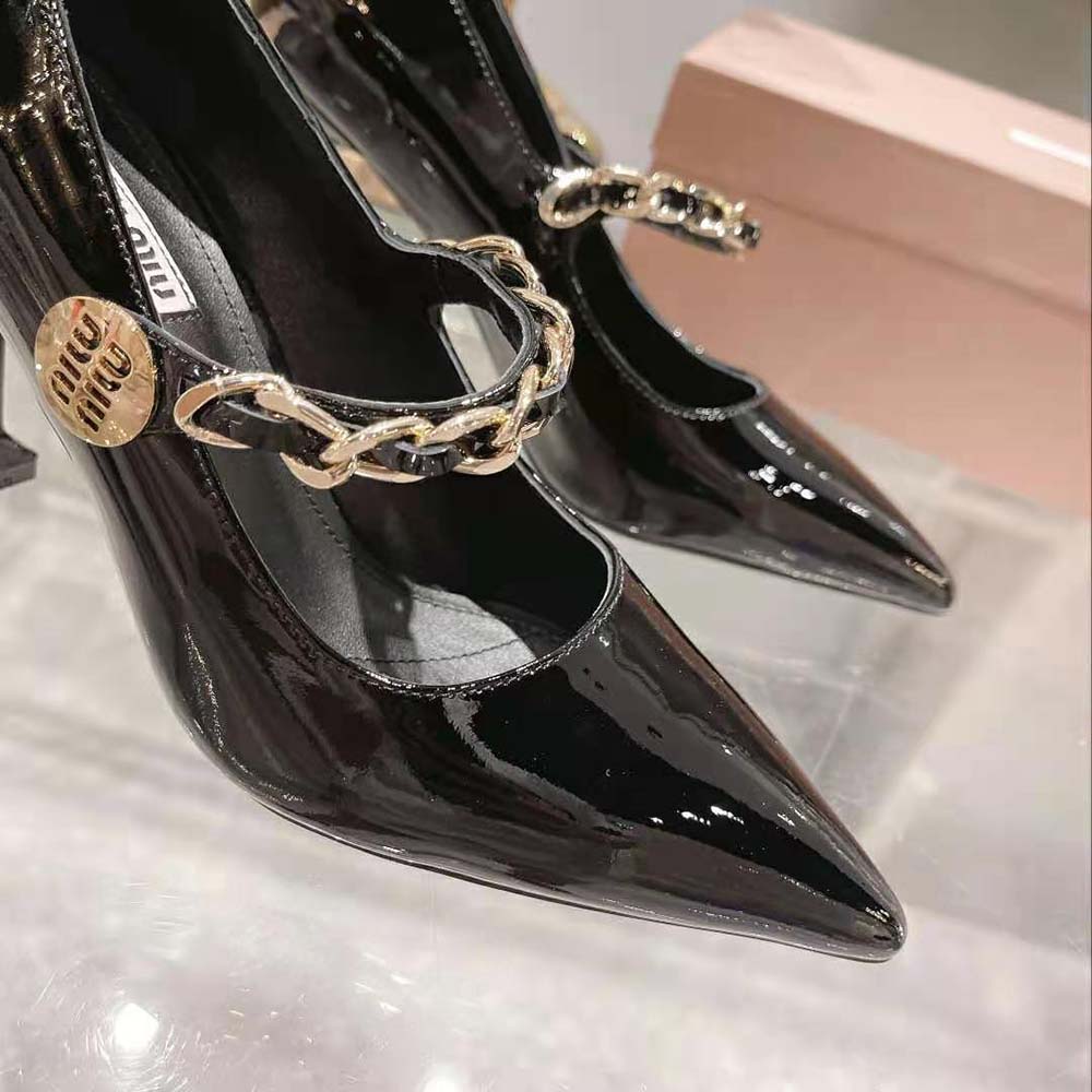 Miu Miu Women Patent Leather Pumps in 85mm Heel Height-Black - image 9