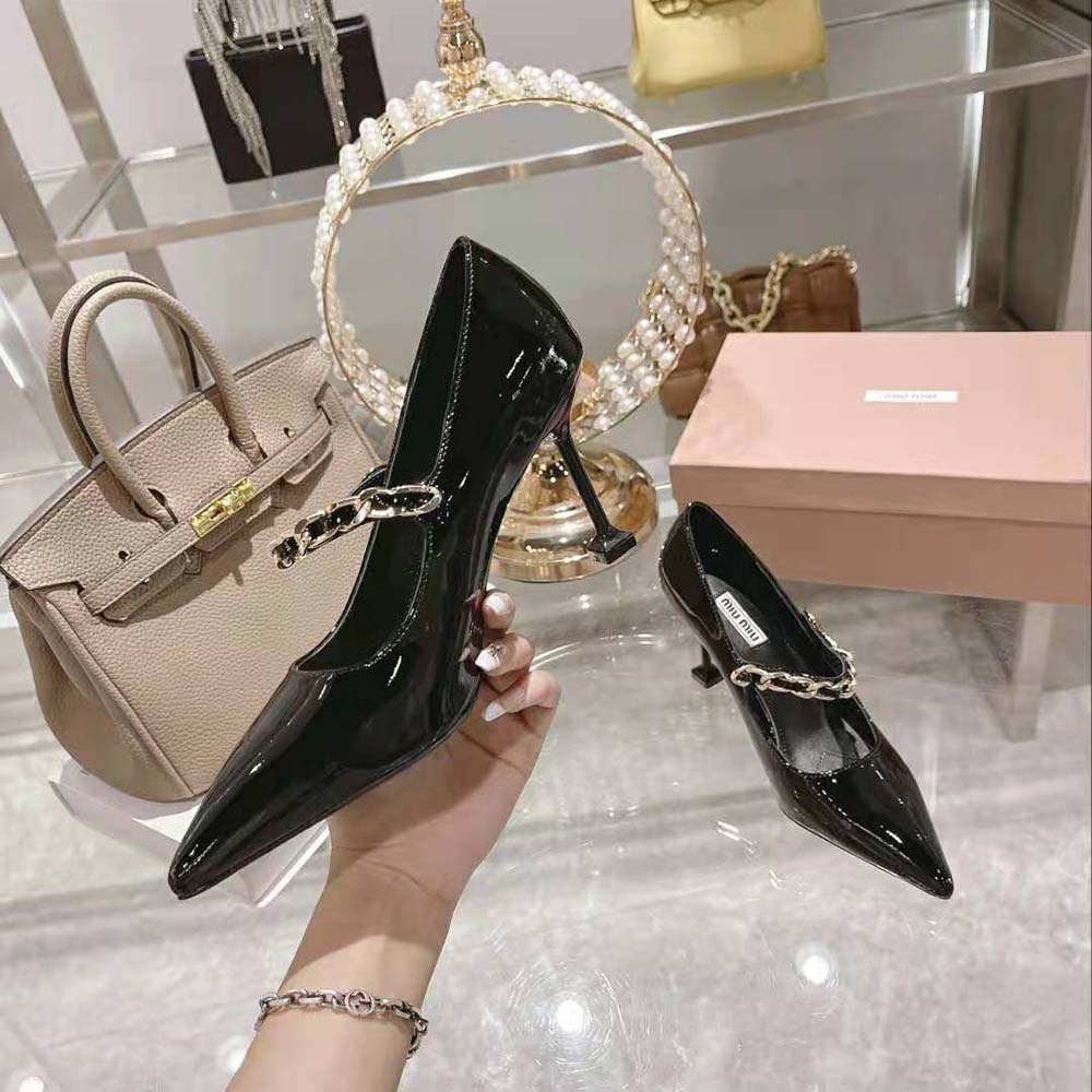Miu Miu Women Patent Leather Pumps in 85mm Heel Height-Black - image 7