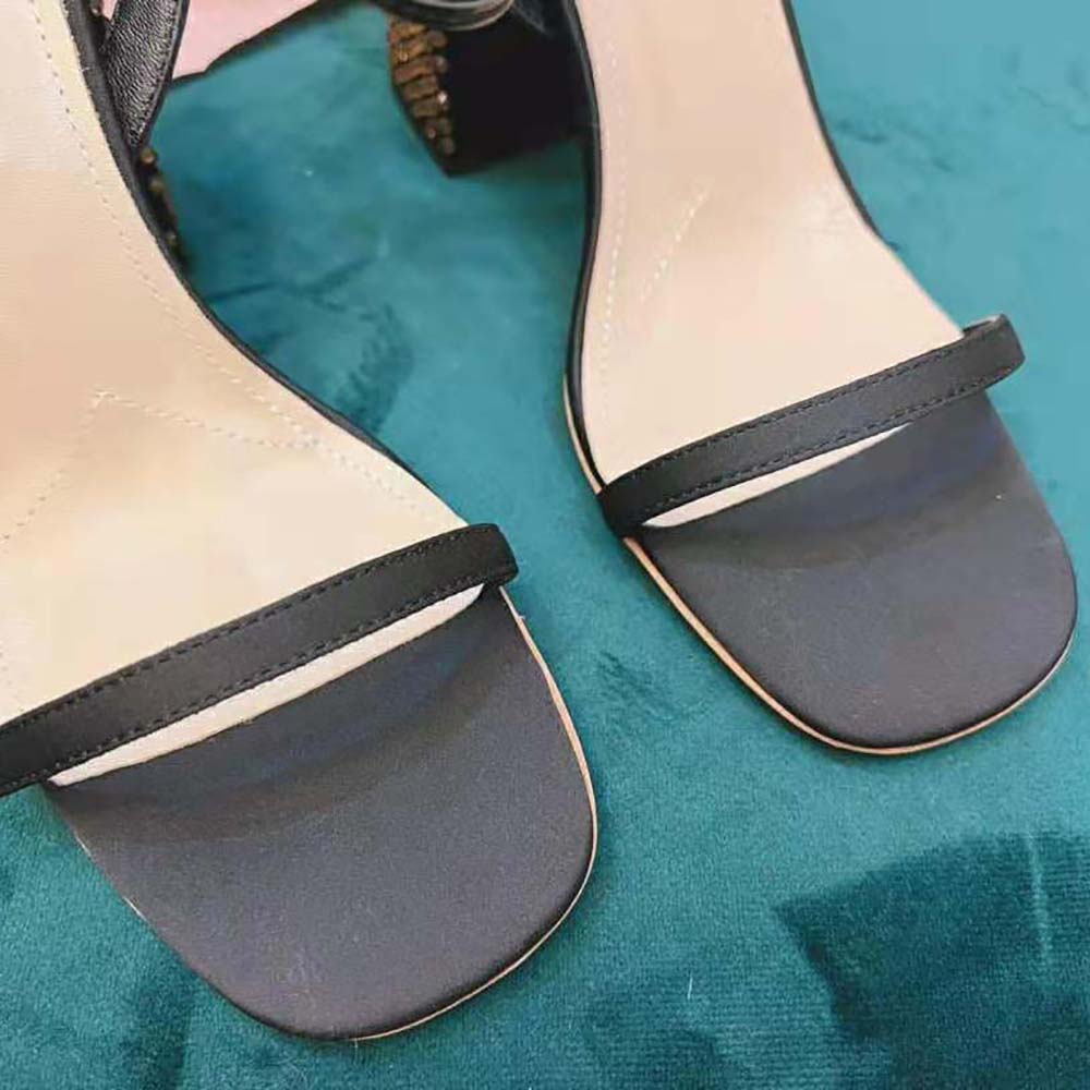 Miu Miu Women Patent Leather and Glitter Sandals in 100mm Heel Height-Black - image 7