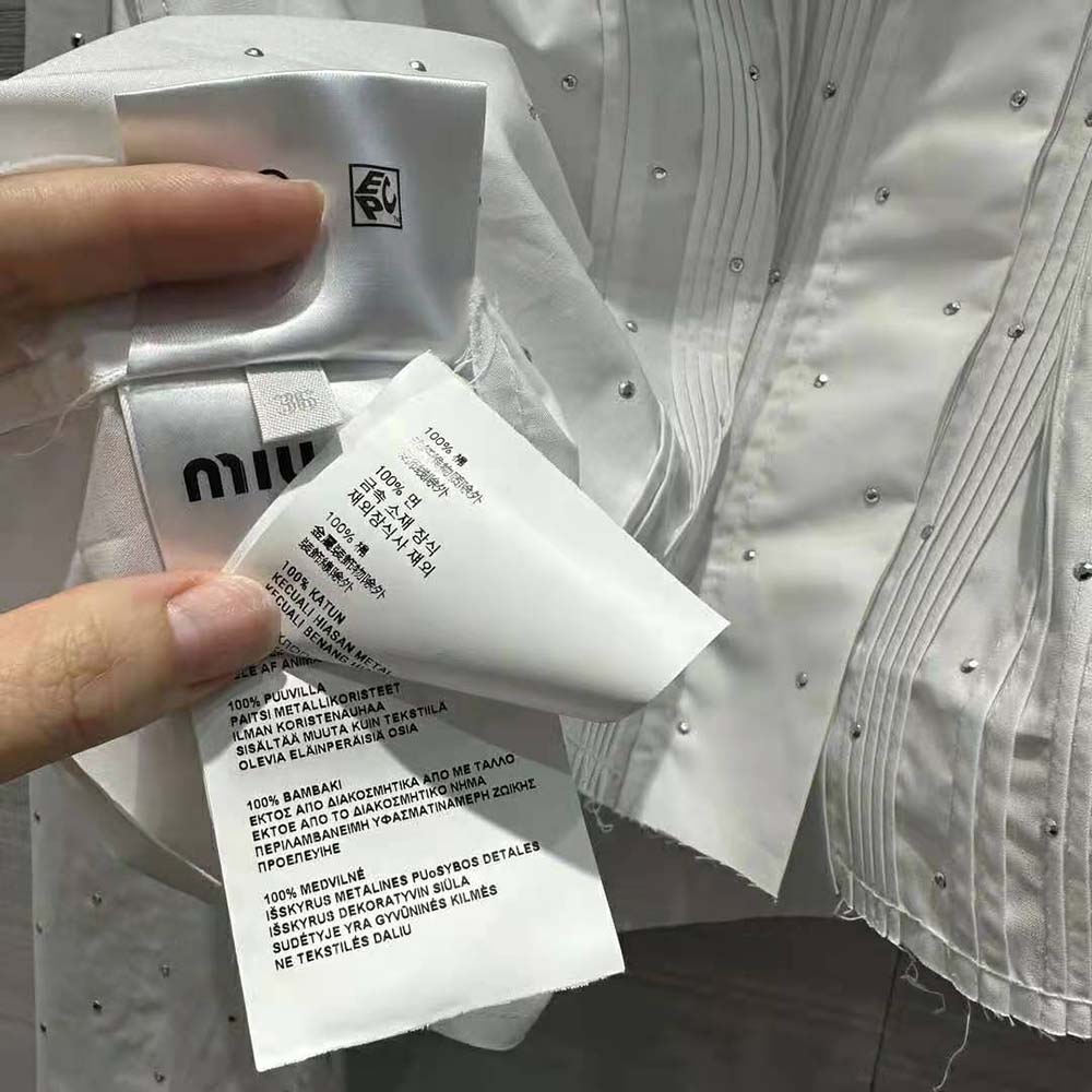 Miu Miu Women Poplin Shirt with Embroidered Logo-White - image 10