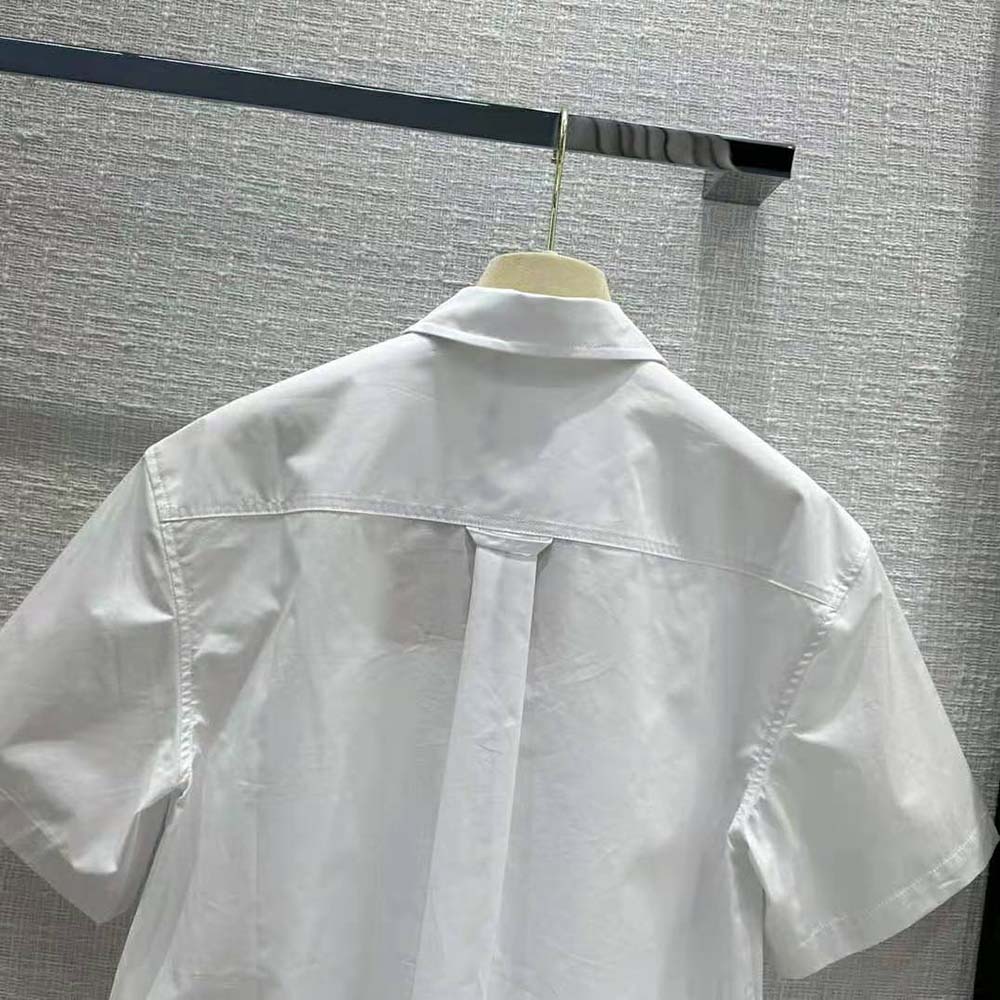 Miu Miu Women Poplin Shirt with Sartorial Logo Label-White - image 7