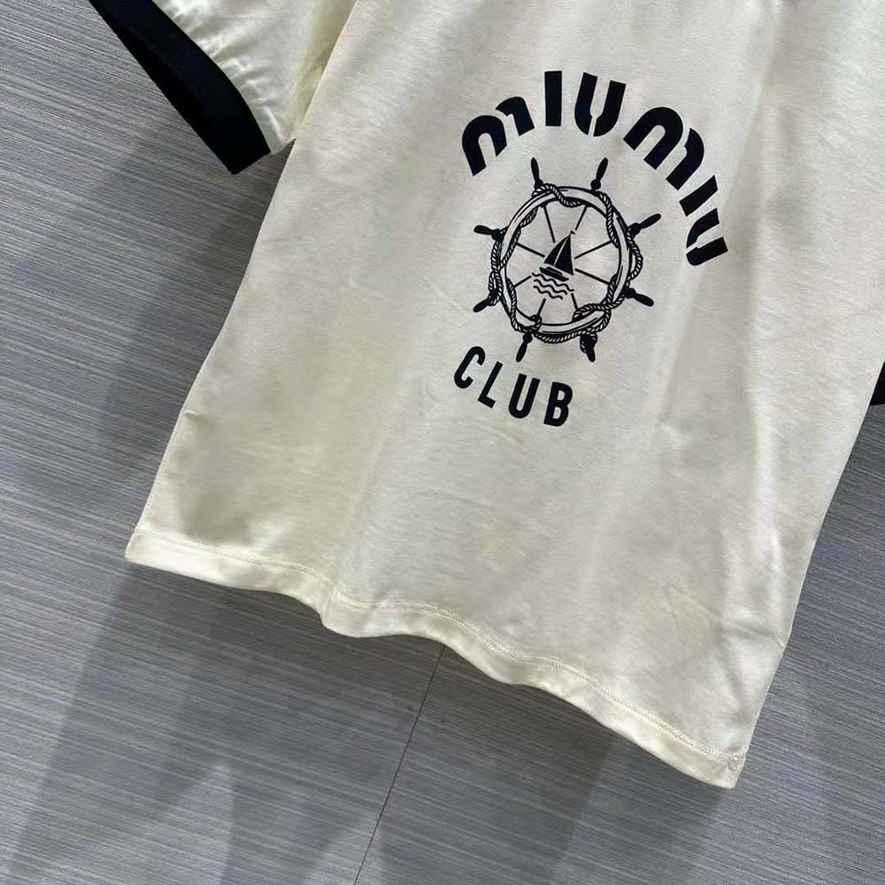 Miu Miu Women Print Jersey T-shirt with Print Logo - image 9