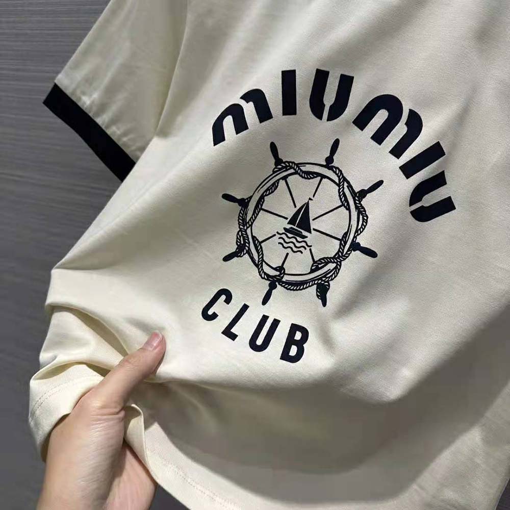 Miu Miu Women Print Jersey T-shirt with Print Logo - image 8