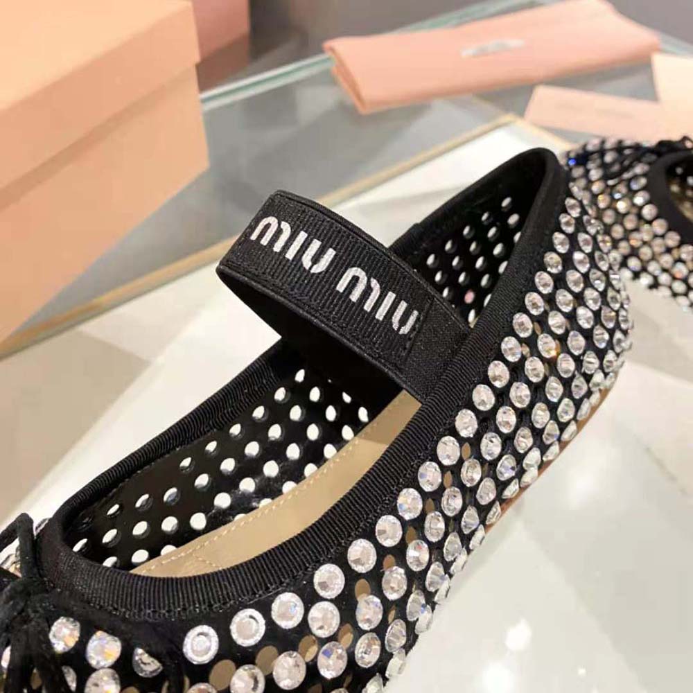Miu Miu Women Satin Ballerinas-Black - image 8