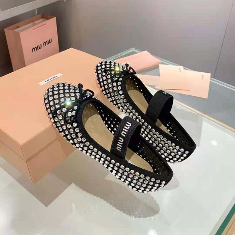 Miu Miu Women Satin Ballerinas-Black - image 5