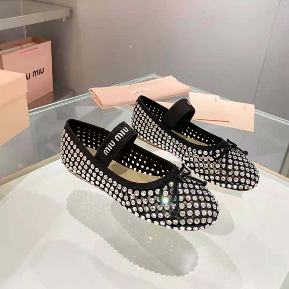 Miu Miu Women Satin Ballerinas-Black - image 4