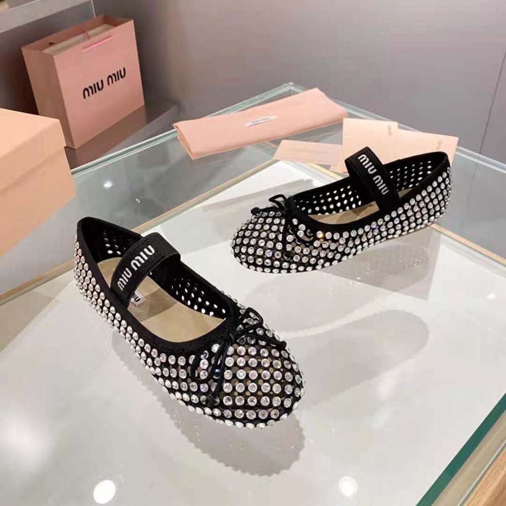 Miu Miu Women Satin Ballerinas-Black - image 6