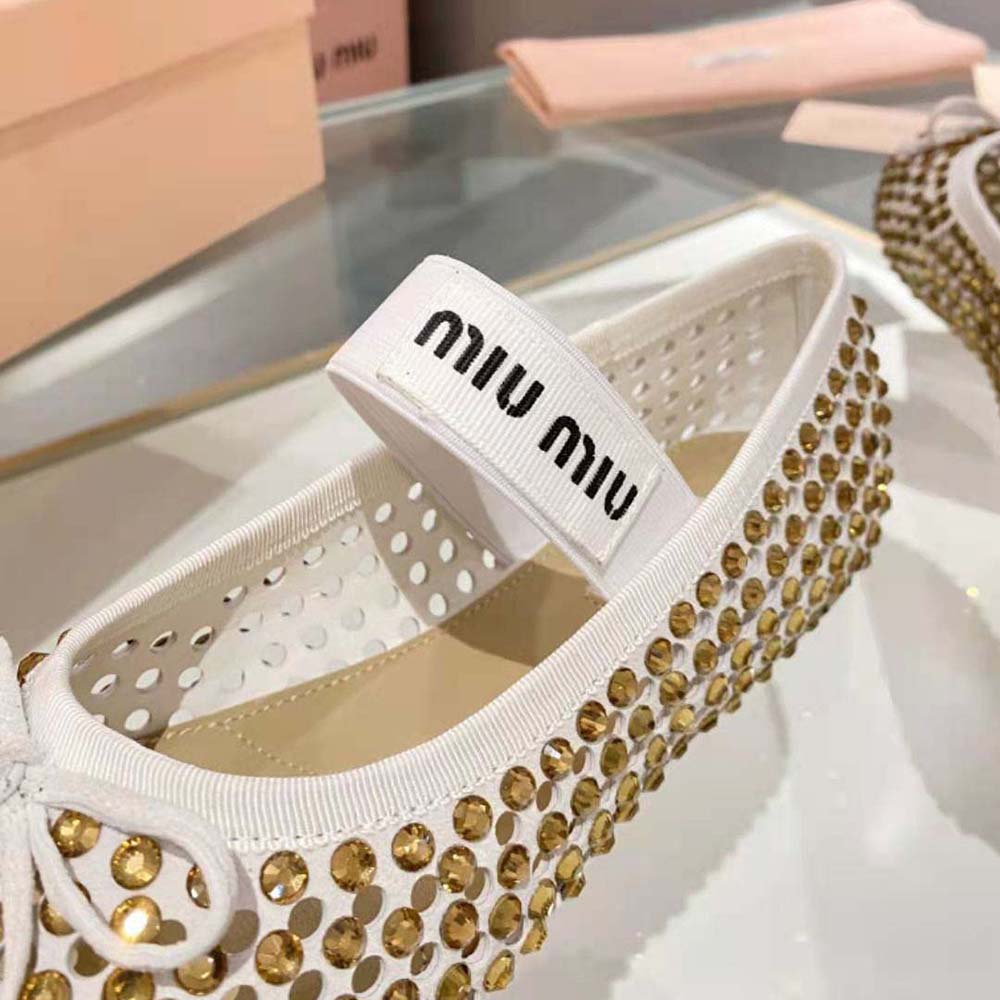 Miu Miu Women Satin Ballerinas-Gold - image 8