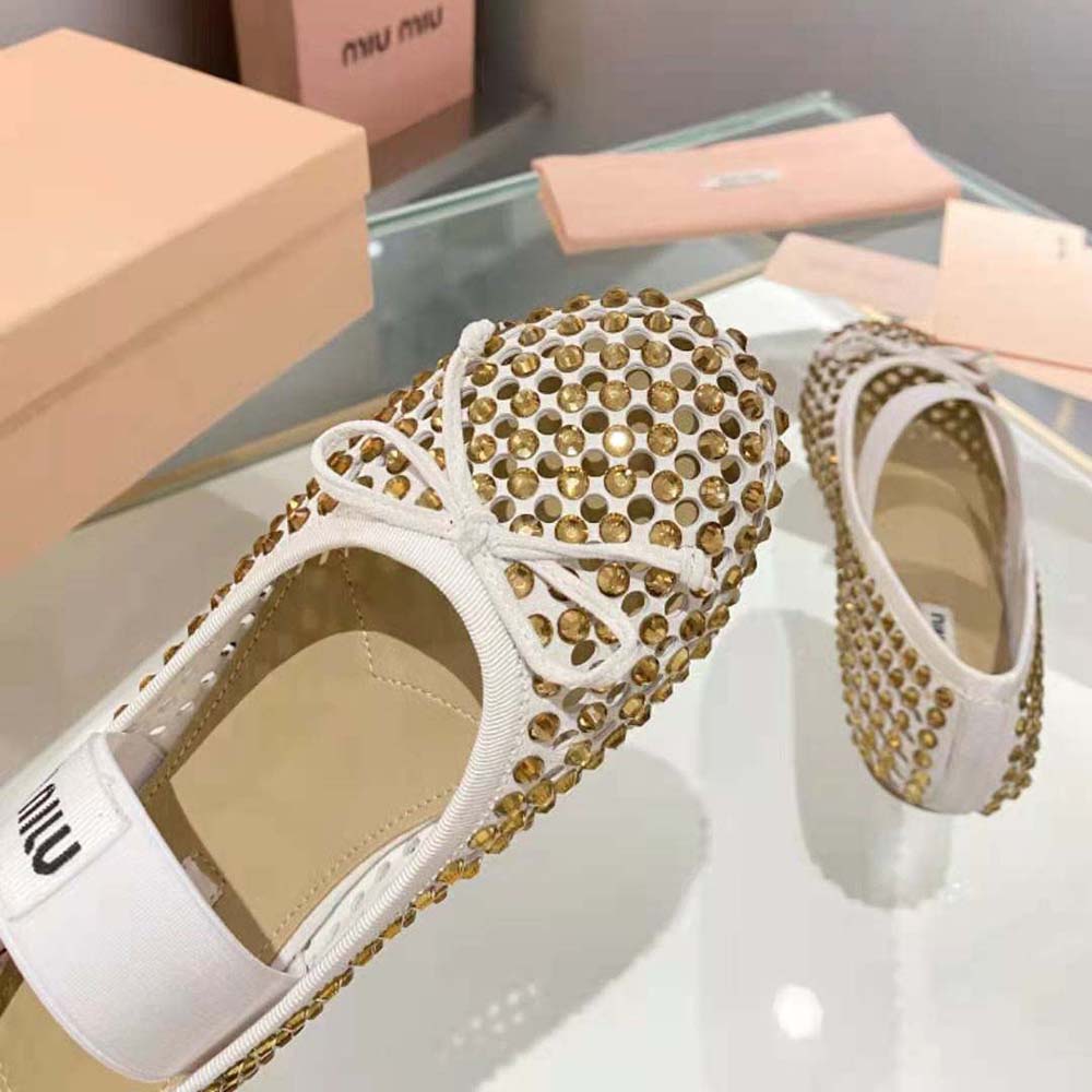 Miu Miu Women Satin Ballerinas-Gold - image 7