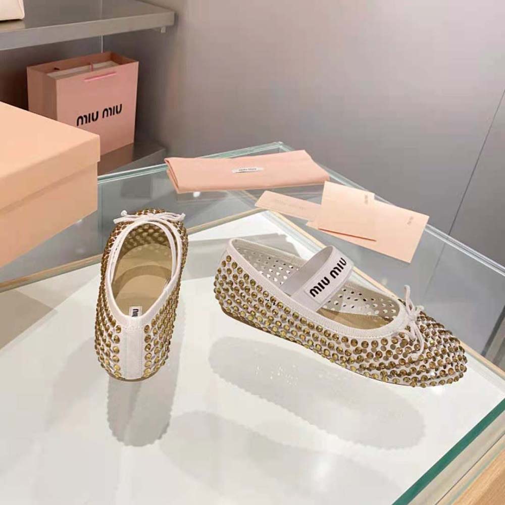 Miu Miu Women Satin Ballerinas-Gold - image 5