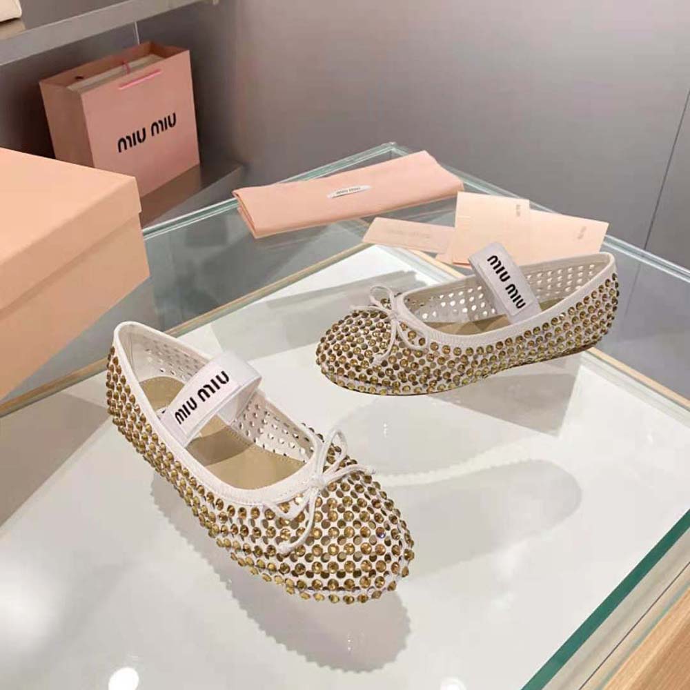 Miu Miu Women Satin Ballerinas-Gold - image 6