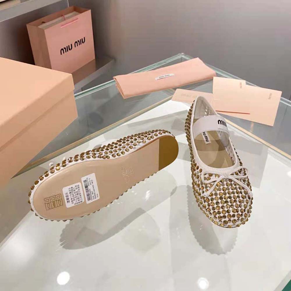 Miu Miu Women Satin Ballerinas-Gold - image 10