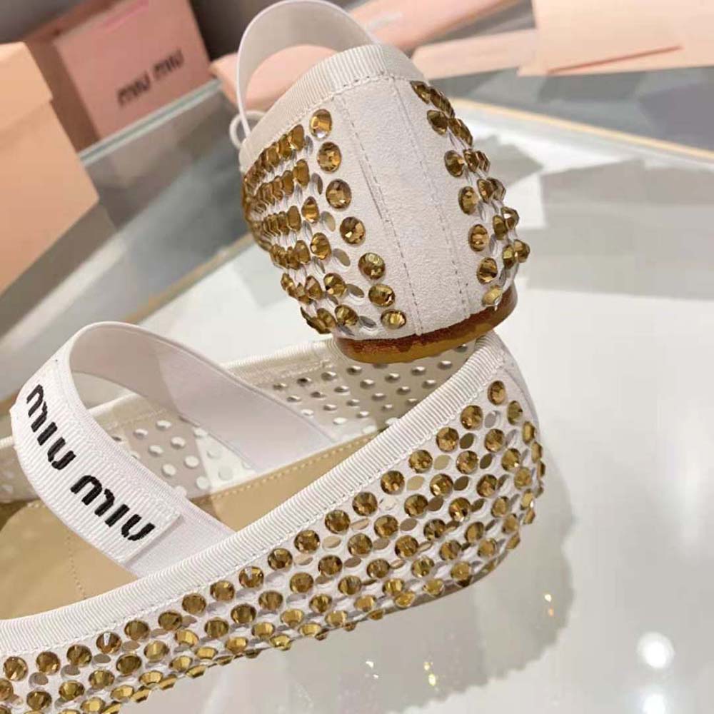 Miu Miu Women Satin Ballerinas-Gold - image 9